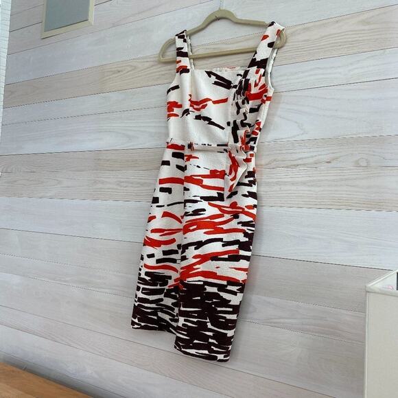 David Meister Ivory, Bown, Orange Dress Sleevless - Picture 3 of 5